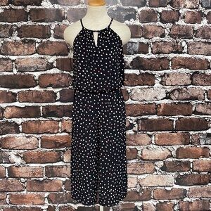 Wisp Romper Pants Suit Cropped Black Red Dots Lottie Pockets Belt Size 2